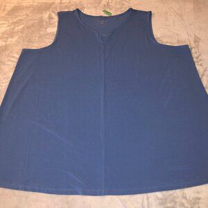 Catherines Tank Top Women 3X 26/28W Criss Cross Blue Sleeveless Plus Size Blouse